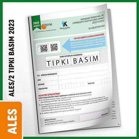 ALES 2023/2 Ağustos ÖSYM Tıpkı Basım Çıkmış Soru Türkiye Geneli Dijital Çözümlü Deneme Kitapçığı