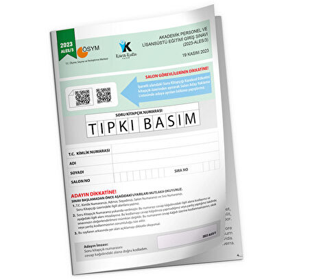 ALES 2023/3 Kasım ÖSYM Tıpkı Basım Çıkmış Soru Türkiye Geneli Dijital Çözümlü Deneme Kitapçığı