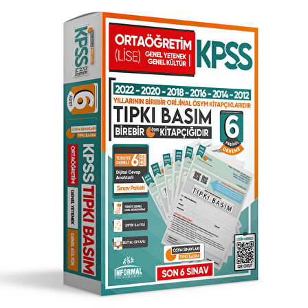 2024 KPSS ORTAÖĞRETİM-LİSE ÖSYM Çıkmış Soru Tıpkı Basım 6lı Deneme Paketi TG Deneme Kitapçıkları
