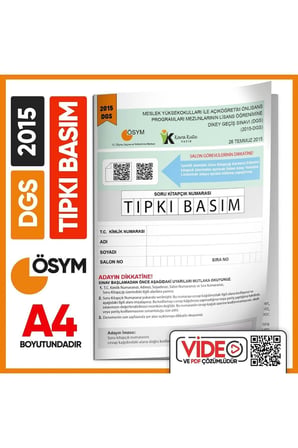DGS 2015 ÖSYM Tıpkı Basım Çıkmış Soru Deneme Kitapçığı Yeni Baskı Türkiye Geneli Dijital Çözümlü