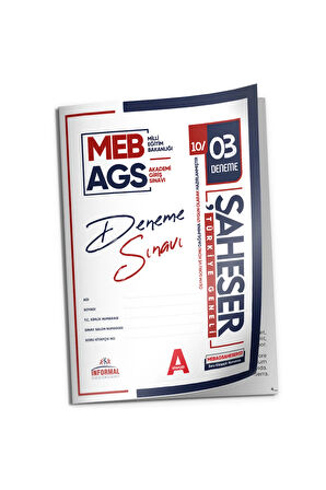 2025 MEB AGS Şaheser YENİ SİSTEM 5 Adet KURUMSAL Çözümlü Deneme(Türkiye Geneli Mobil Değerlendirme)