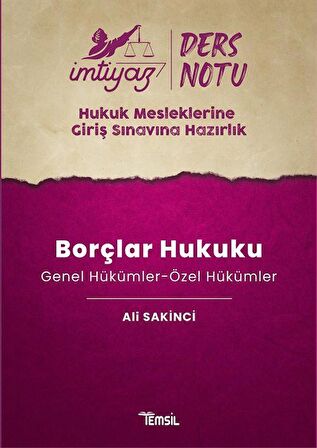 İmtiyaz HMGS Ders Notları Borçlar Hukuku (Genel Hükümler-Özel Hükümler) / Ali Sakinci