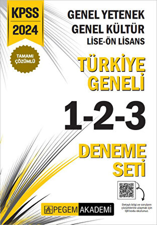 2024 KPSS Genel Yetenek Genel Kültür Lise-Ön Lisans Tamamı Çözümlü Türkiye Geneli Deneme Pegem