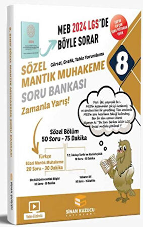 2024 LGS 8. Sınıf Sözel Mantık Muhakeme Soru Bankası Video Çözümlü