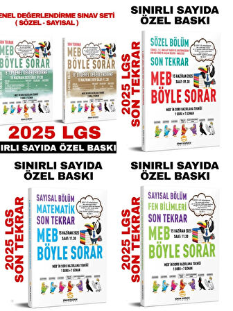 2025 LGS son tekrar 8'li genel değerlendirme sınav seti ve son tekrar sözel sayısal soru bankası