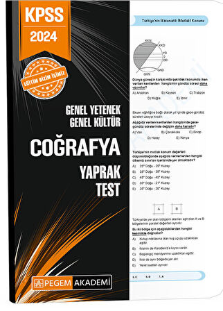 2024 KPSS Genel Yetenek Genel Kültür Coğrafya Yaprak Test