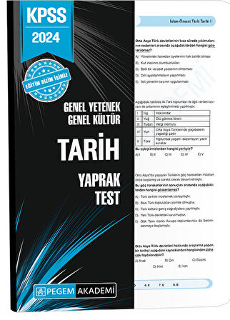 2024 KPSS Genel Yetenek Genel Kültür Tarih Yaprak Test