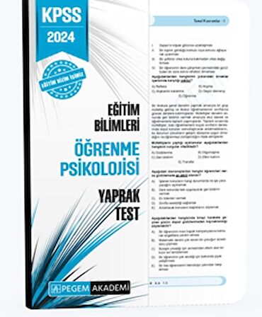 2024 KPSS Eğitim Bilimleri Öğrenme Psikolojisi Yaprak Test