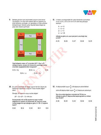 TYT MATEMATİK 10'LU Branş Denemeleri | Video Çözümlü | ÖSYM Tarzında