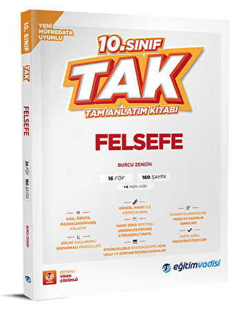 Eğitim Vadisi 2026 10. Sınıf Felsefe Tak Tam Anlatım Kitabı