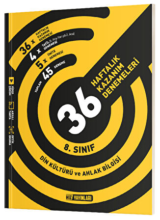 Hız Yayınları 8. Sınıf Din Kültürü ve Ahlak Bilgisi Haftalık 36 Deneme Hız Yayınları
