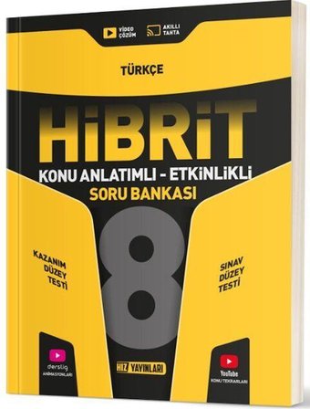 8. Sınıf Türkçe HİBRİT Konu Anlatımlı Etkinlikli Soru Bankası Hız Yayınları