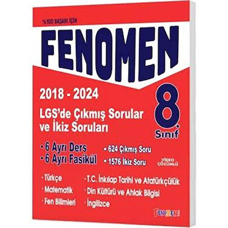 Fenomen  8. Sınıf LGS Çıkmış Sorular Ve İkiz Soruları Seti (6 Kitap) (2018-2024)