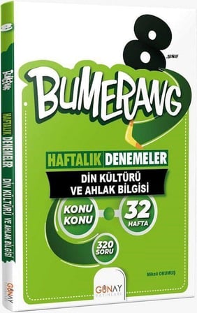 8. Sınıf Din Kültürü ve Ahlak Bilgisi Bumerang Konu Konu Haftalık Denemeler Günay Yayınları