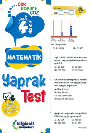 4. Sınıf Matematik Yaprak Test