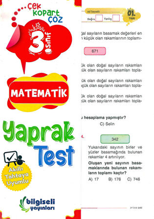 3. Sınıf Matematik Yaprak Test