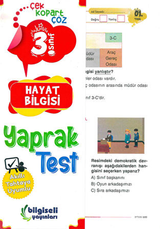 3. Sınıf Hayat Bilgisi Yaprak Test