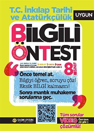 Sadık Uygun 8.Sınıf Bilgili Ön Test T.C. İnkılap Tarihi Ve Atatürkçülük Soru Bankası