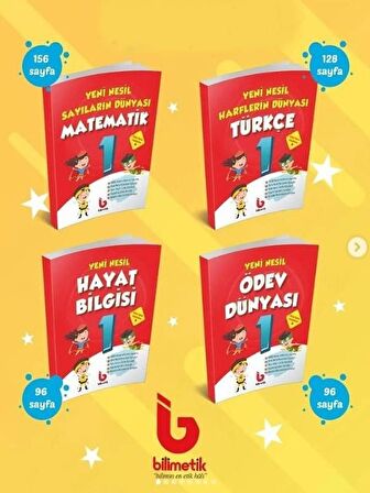 1.SINIF - 2.DÖNEM 4'LÜ SET ( TÜRKÇE + MATEMATİK + HAYAT BİLGİSİ + ÖDEV DÜNYASI ) BİLİMETİK YAYINLARI