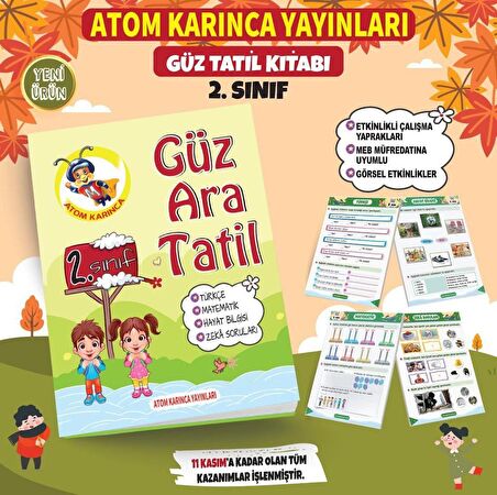 Atom Karınca 2. Sınıf Güz Ara Tatil Kitabı