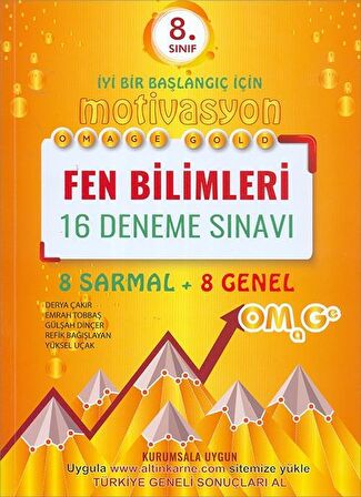 8. Sınıf Omage Motivasyon Fen Bilimleri 16 Deneme Sınavı (8 Sarmal + 8 Genel)