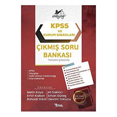 İmtiyaz KPSS ve Kurum Sınavları Çıkmış Soru Bankası