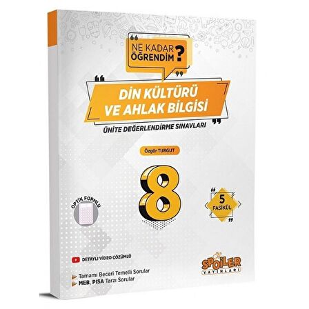 8. Sınıf Ne Kadar Öğrendim Din Kültürü Ünite Değerlendirme Sınavları