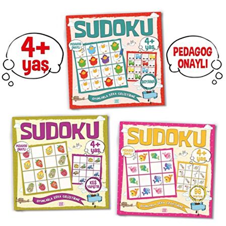 Çocuklar İçin Sudoku Seti (4+ Yaş) (3 Kitap Takım)