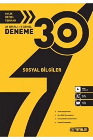 7. Sınıf Sosyal Bilgiler 30'lu Deneme Seti (24 Sıralı + 6 Genel)