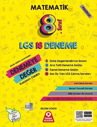 8. Sınıf Denemeye Değer Matematik LGS 18 Deneme