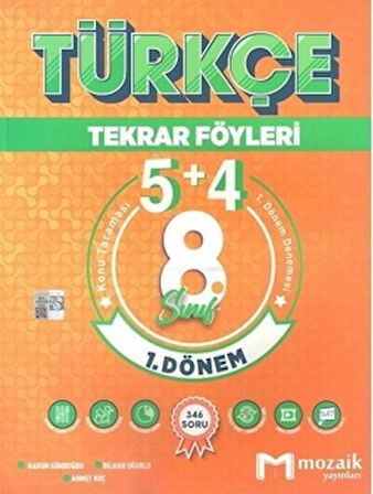 8. Sınıf Türkçe 5 + 4 Tekrar Föyü Özel Baskı