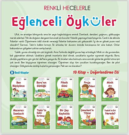 1.Sınıf Renkli Heceli EĞLENCELİ ÖYKÜLER Serisi - 10 Kitap +Değerlendirme Eki