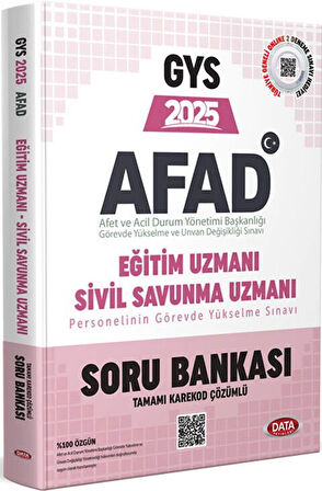 Data Yayınları 2025 GYS AFAD Eğitim Uzmanı Sivil Savunma Uzmanı Soru Bankası