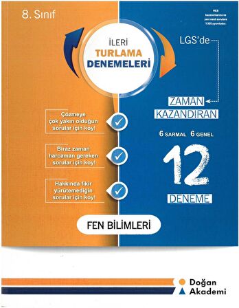 Doğan Akademi Yayınları 8. Sınıf Fen Bilimleri İleri Turlama 12'Li Deneme