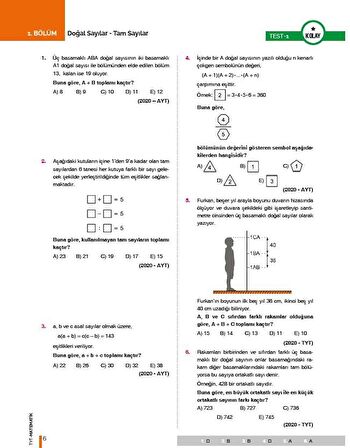 TYT Matematik Konularına ve Zorluk Derecelerine Göre Çıkmış Soru ve Çözümleri