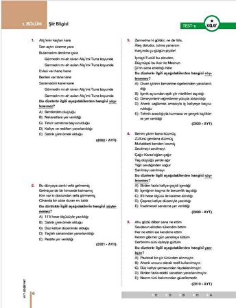 AYT Edebiyat Konularına ve Zorluk Derecelerine Göre Çıkmış Soru ve Çözümleri