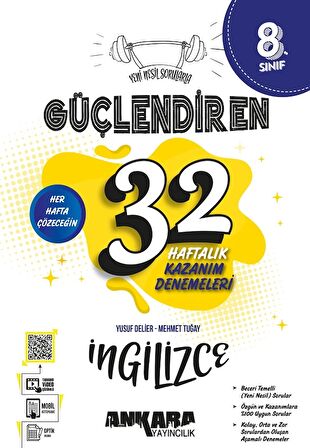 ANKARA YAYINCILIK 8. Sınıf Güçlendiren 32 Haftalık İngilizce Kazanım Denemeleri