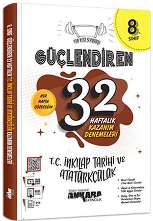 8. Sınıf T.C. İnkılap Tarihi ve Atatürkçülük Güçlendiren 32 Haftalık Kazanım Denemeleri Ankara Yayıncılık