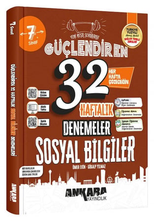 7. Sınıf Sosyal Bilgiler Güçlendiren 32 Haftalık Kazanım Denemeleri Ankara Yayıncılık