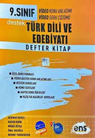 9. Sınıf Edebiyat Destek Defter Kitap