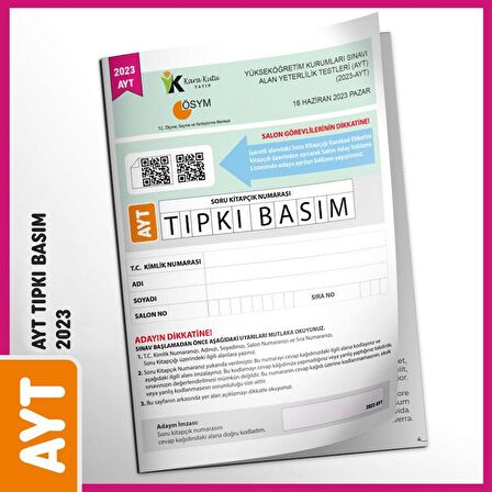 YKS-AYT (SAY-TM) ÖSYM Birebir Tıpkı Basım Türkiye Geneli Çözümlü Çıkmış Soru Kitapçığı