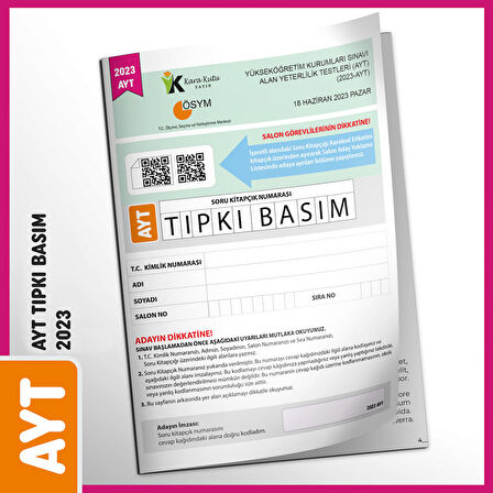 YKS-AYT (SAY-TM) ÖSYM Birebir Tıpkı Basım Türkiye Geneli Çözümlü Çıkmış Soru Kitapçığı