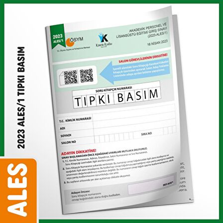 ALES 2023/1 Nisan ÖSYM Tıpkı Basım Çıkmış Soru Türkiye Geneli Dijital Çözümlü Deneme Kitapçığı