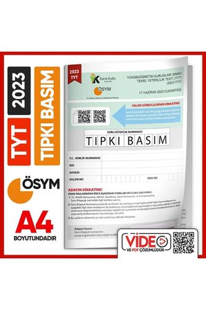 2023 YKS-TYT (SAY-TM-SÖZ) ÖSYM Birebir Tıpkı Basım Türkiye Geneli Çözümlü Çıkmış Soru Kitapçığı