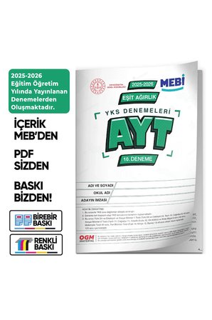 2026 YKS-AYT MEBİ OGM EŞİT AĞIRLIK Güncel Seri Online Deneme 12li SET BASKI ÜCRETİ