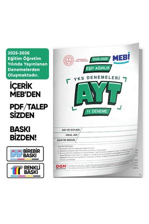 2026 YKS-AYT MEBİ OGM EŞİT AĞIRLIK Güncel Seri Online Deneme 12li SET BASKI ÜCRETİ