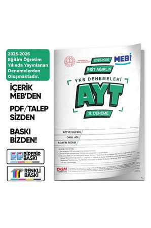 2026 YKS-AYT MEBİ OGM EŞİT AĞIRLIK Güncel Seri Online Deneme 12li SET BASKI ÜCRETİ