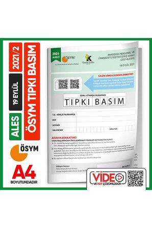 Ales 2021/2 Ösym Tıpkı Basım Çıkmış Soru Deneme Kitapçığı Dijital Çözümlü Türkiye Geneli