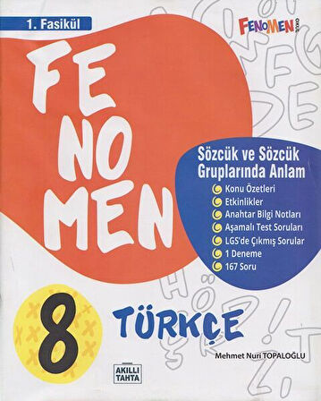 Fenomen Okul Yayınları 8. Sınıf Türkçe Fasikül 1 Sözcük ve Sözcük Gruplarında Anlam