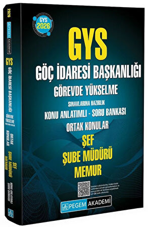 Pegem 2026 GYS Göç İdaresi Başkanlığı Şef, Şube Müdürü, Memur Konu Anlatımlı Soru Bankası Görevde Yükselme Pegem Akademi Yayınları
